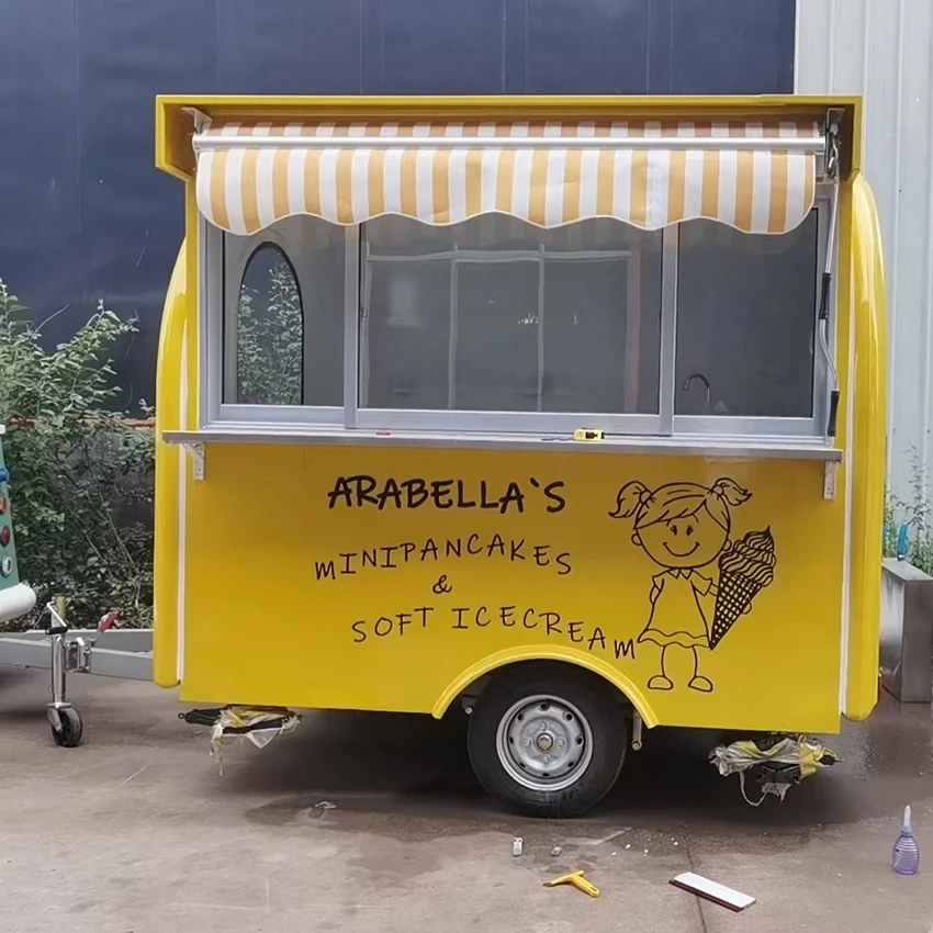 2.5M Vintage Arc Style Yellow Ice Cream Food Truck Positive