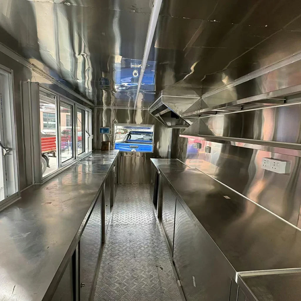 Black dual axle square food trailer Internal display2