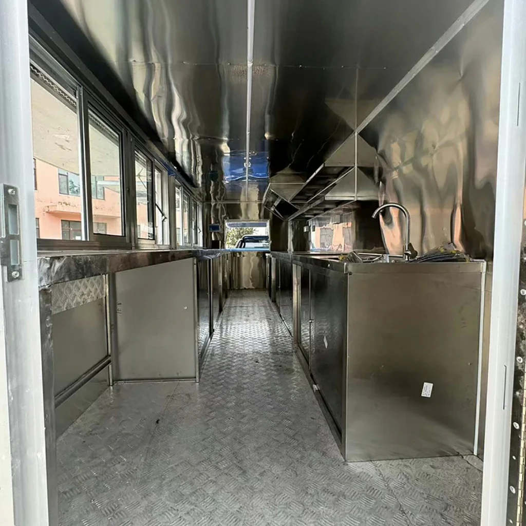 Black dual axle square food trailer Internal display4