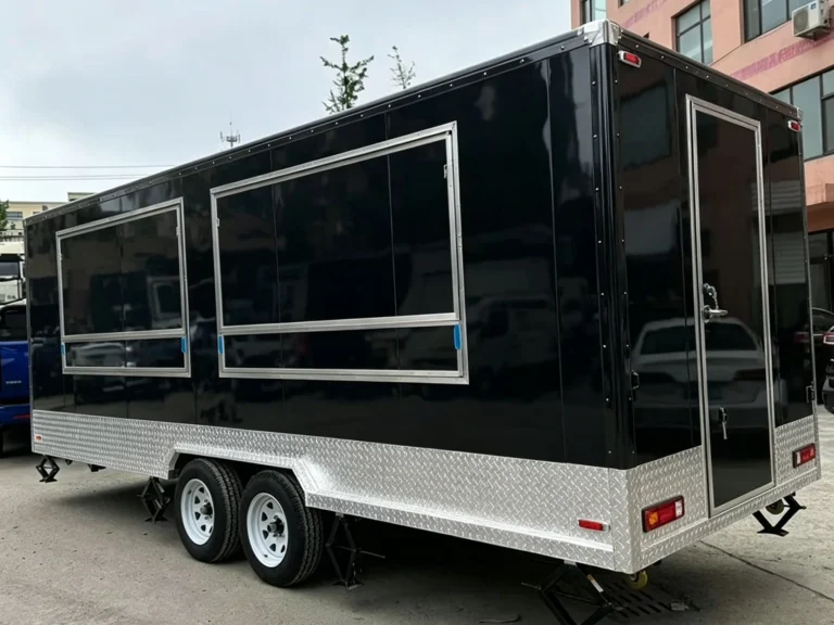 Black dual axle square food trailer main image